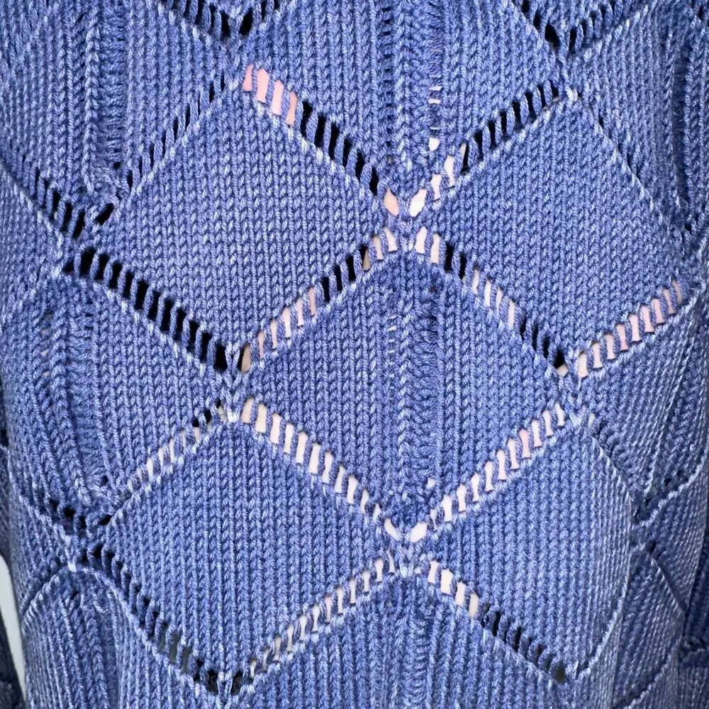 NWT a.n.a. Intricate Knit Indigo Stonewash Long Sleeve Crew Neck Sweater Size XS